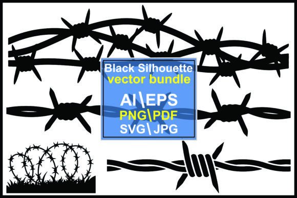 Silhouettes Barbed Wire Different Pattern