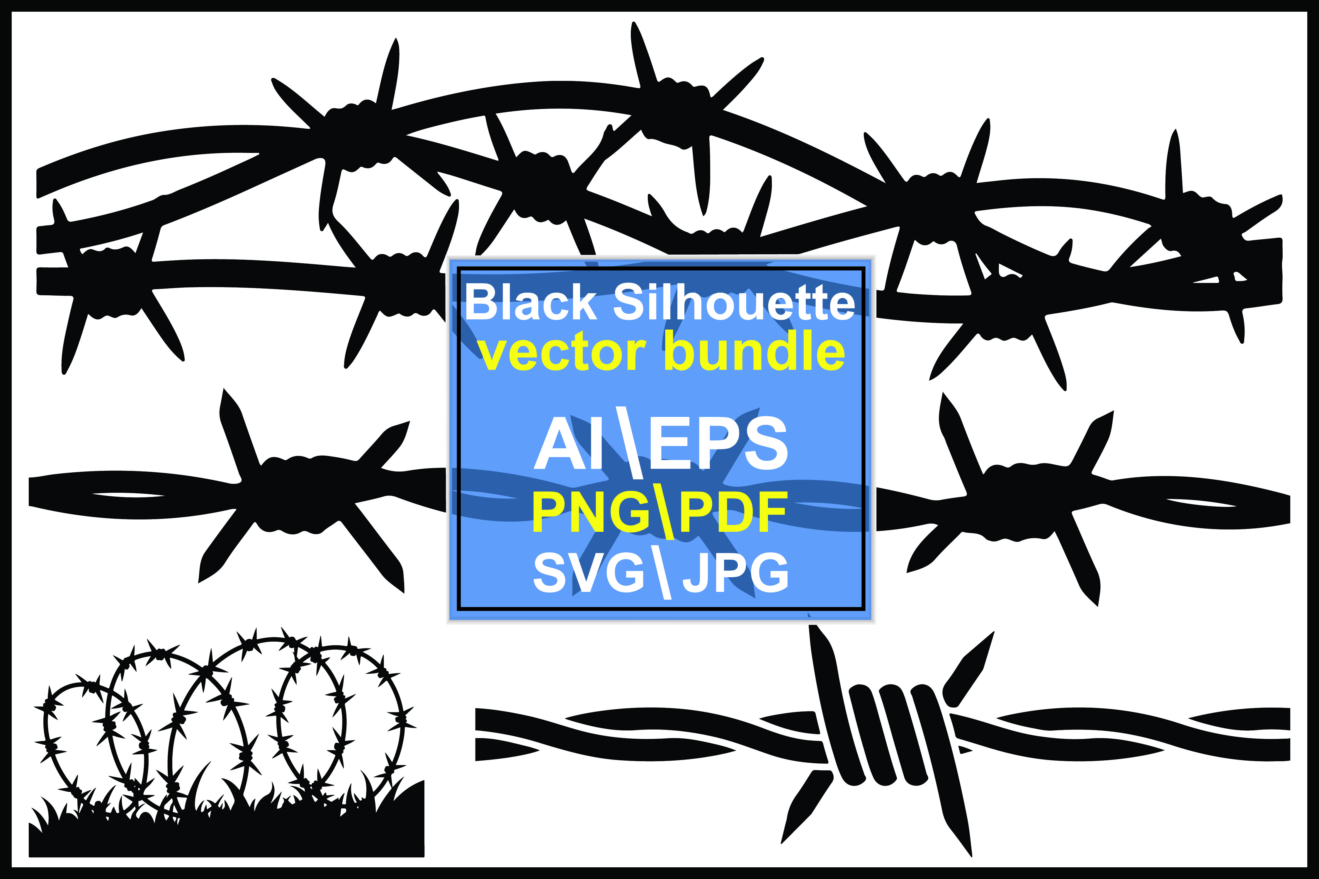 Silhouettes Barbed Wire Different Pattern