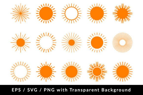 Sun Icon Set Collection SVG EPS PNG