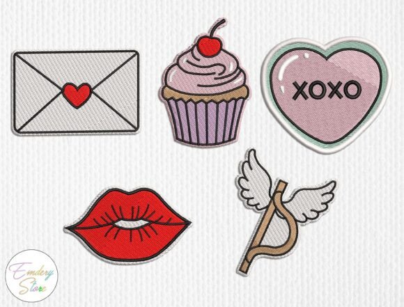 Valentine Love Embroidered Patch Set