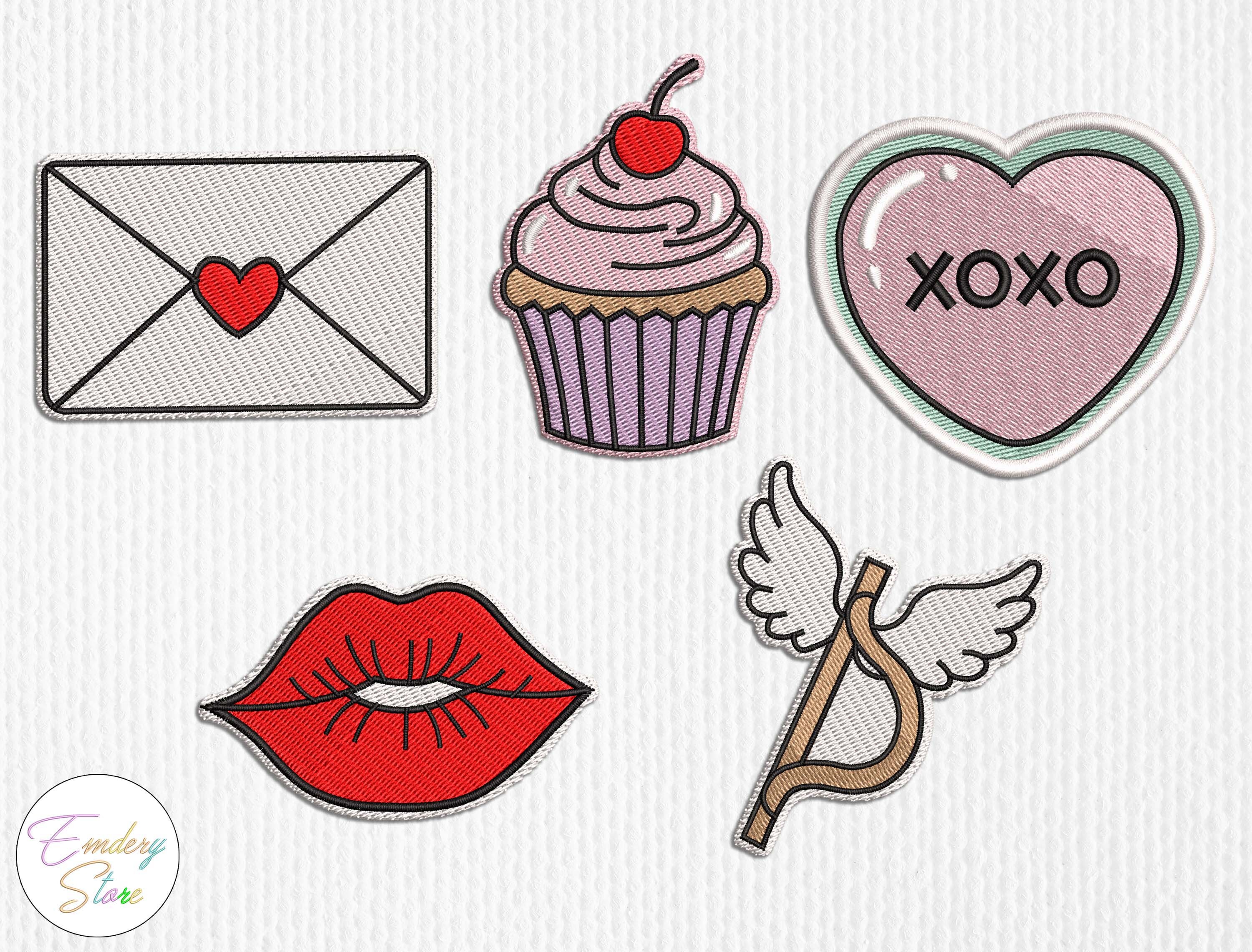 Valentine Love Embroidered Patch Set