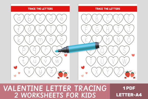 Valentine’s Alphabet Tracing Worksheets