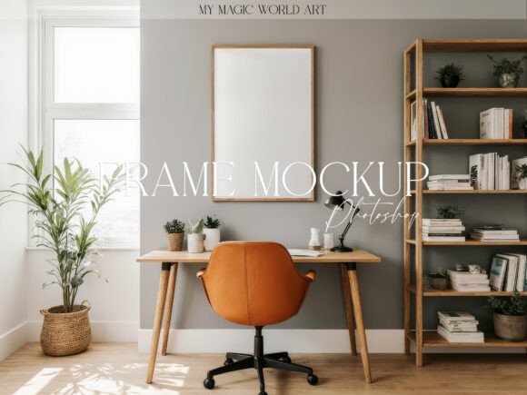 Vertical Frame Mockup in Home Office Graphic Frames & Posters By MyMagicWorldArt