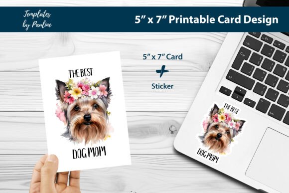yorkie mom digital card best dog mom svg printable gift