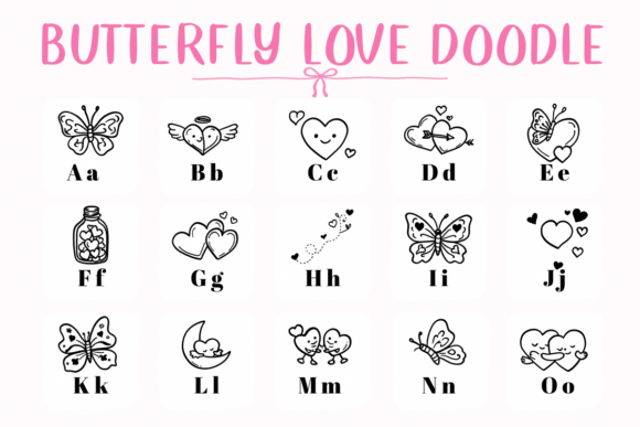 Butterfly Love Doodle Font - Preview 1