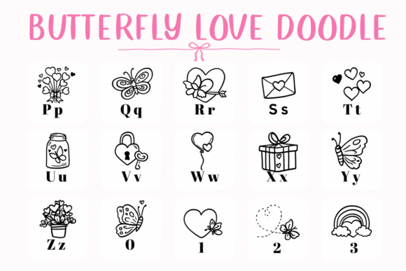 Butterfly Love Doodle Font - Preview 2