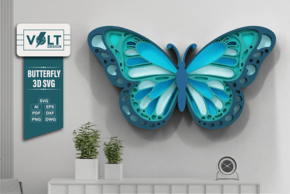 Cute Butterfly 3D SVG Multilayered Ornaments 3D SVG Craft By VOLT_DESIGN
