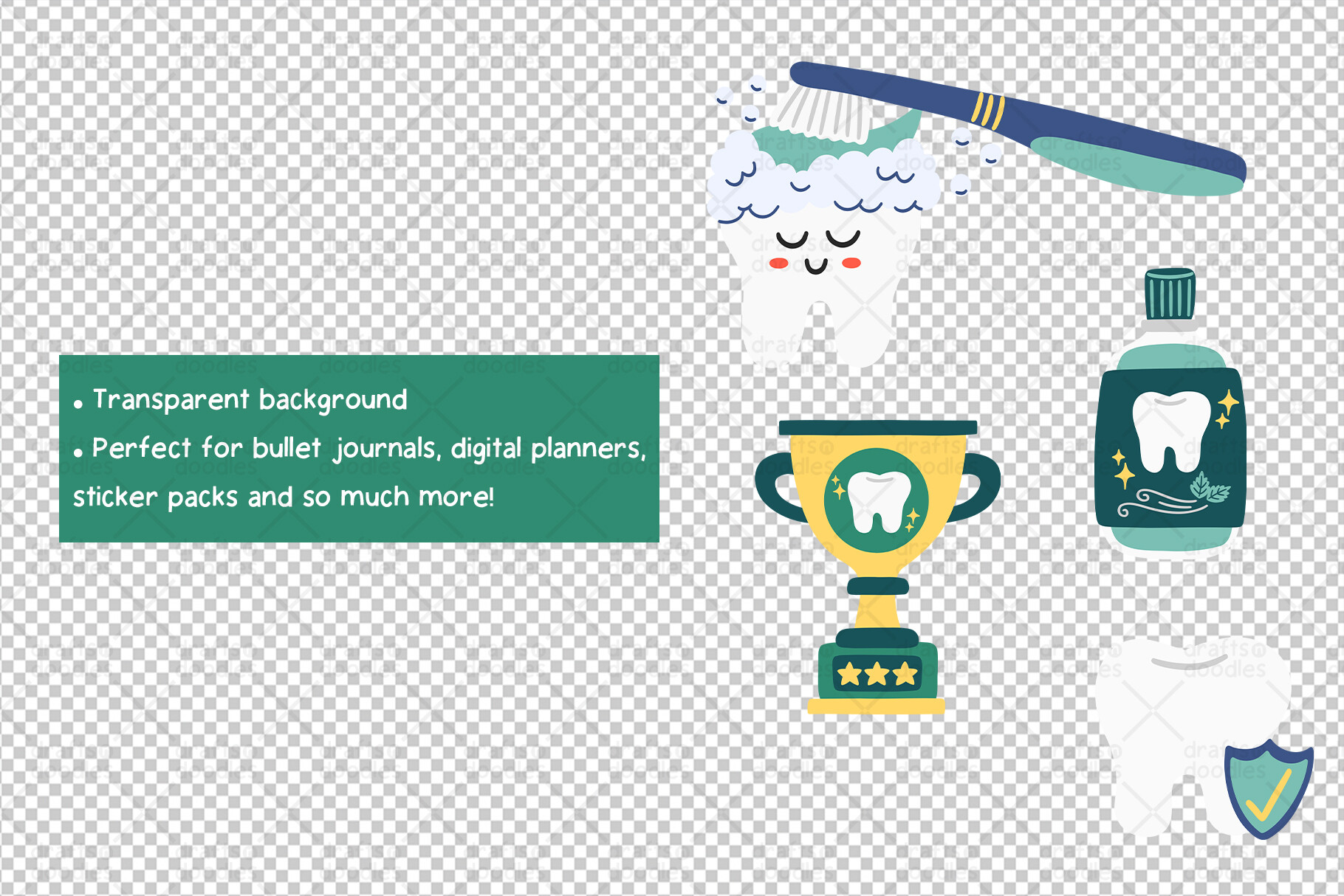 Dental Care and Oral Health Clipart Set - photo 3