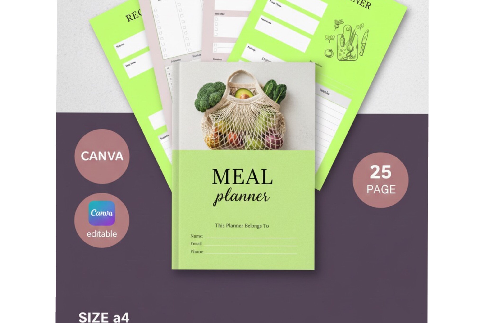 Editable Meal Planner Canva Template