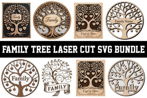 Family Tree Laser Cut SVG Bundle Graphic by SVG Zone · Creative Fabrica