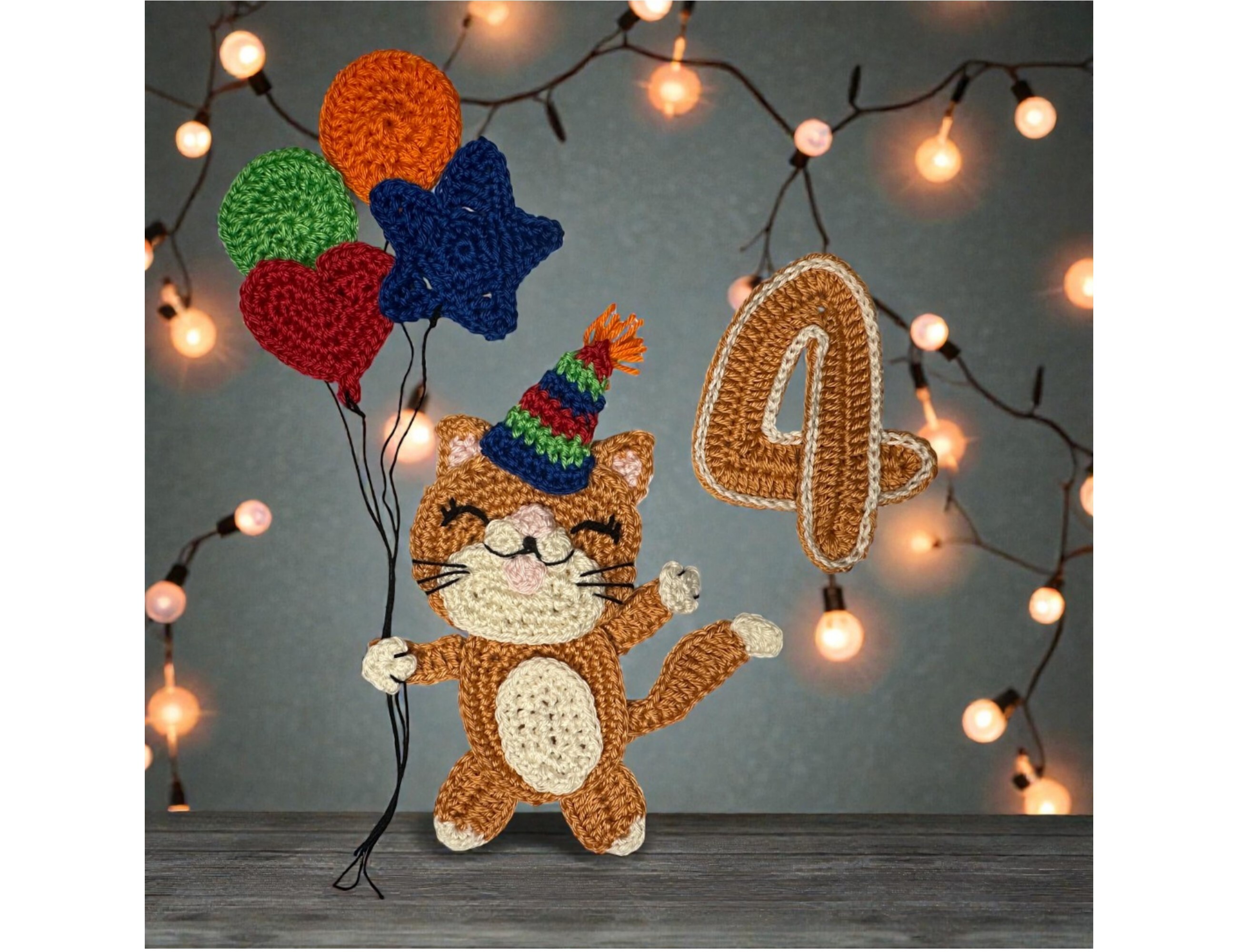 Kitty Number 4 Crochet Applique Pattern