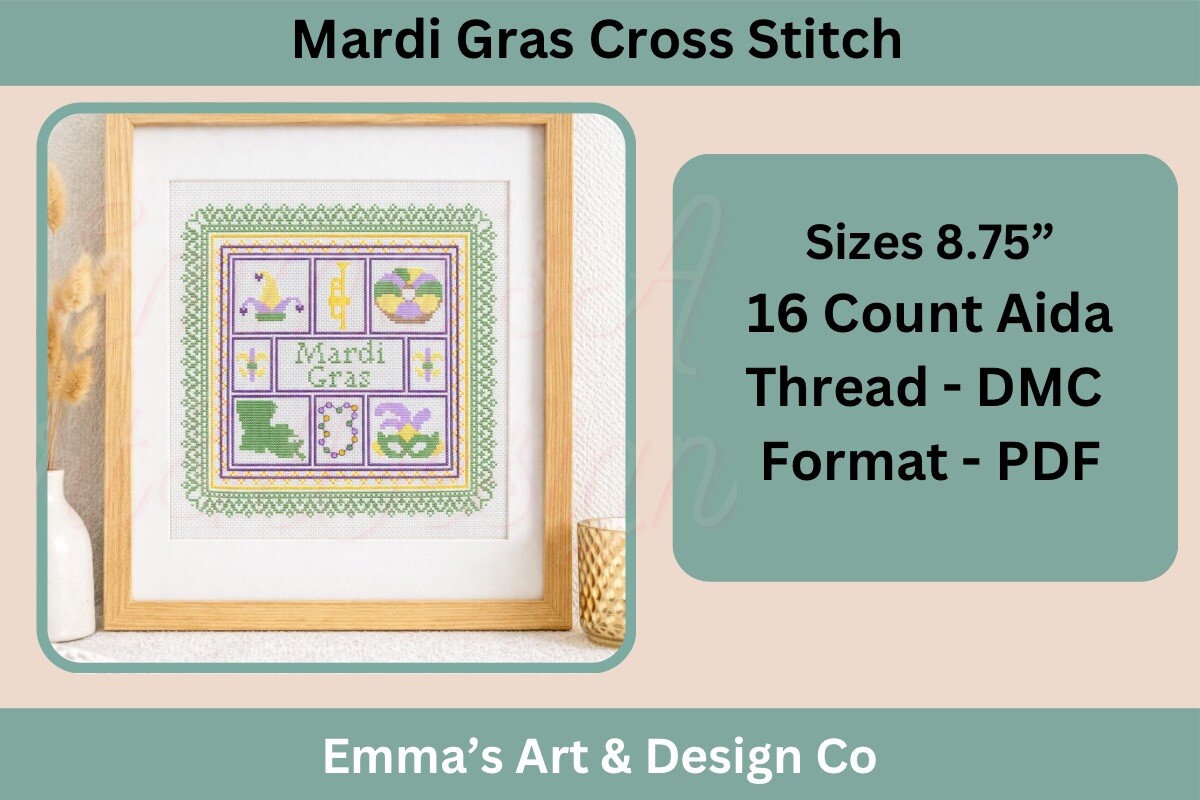 Mardi Gras Sampler Cross Stitch Pattern