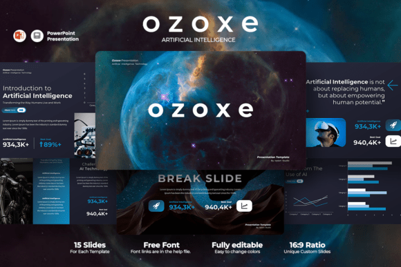 Preview of Ozoxe Ai Technology PowerPoint Template technology presentation template