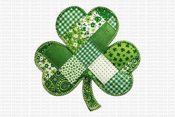Patchwork Shamrock St Patrick PNG