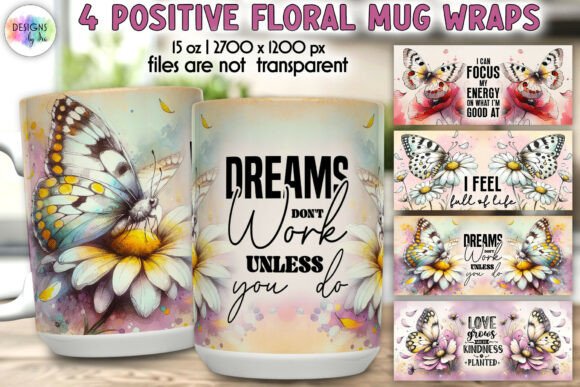 Positive Quotes Butterfly Mug Wrap Print Graphics