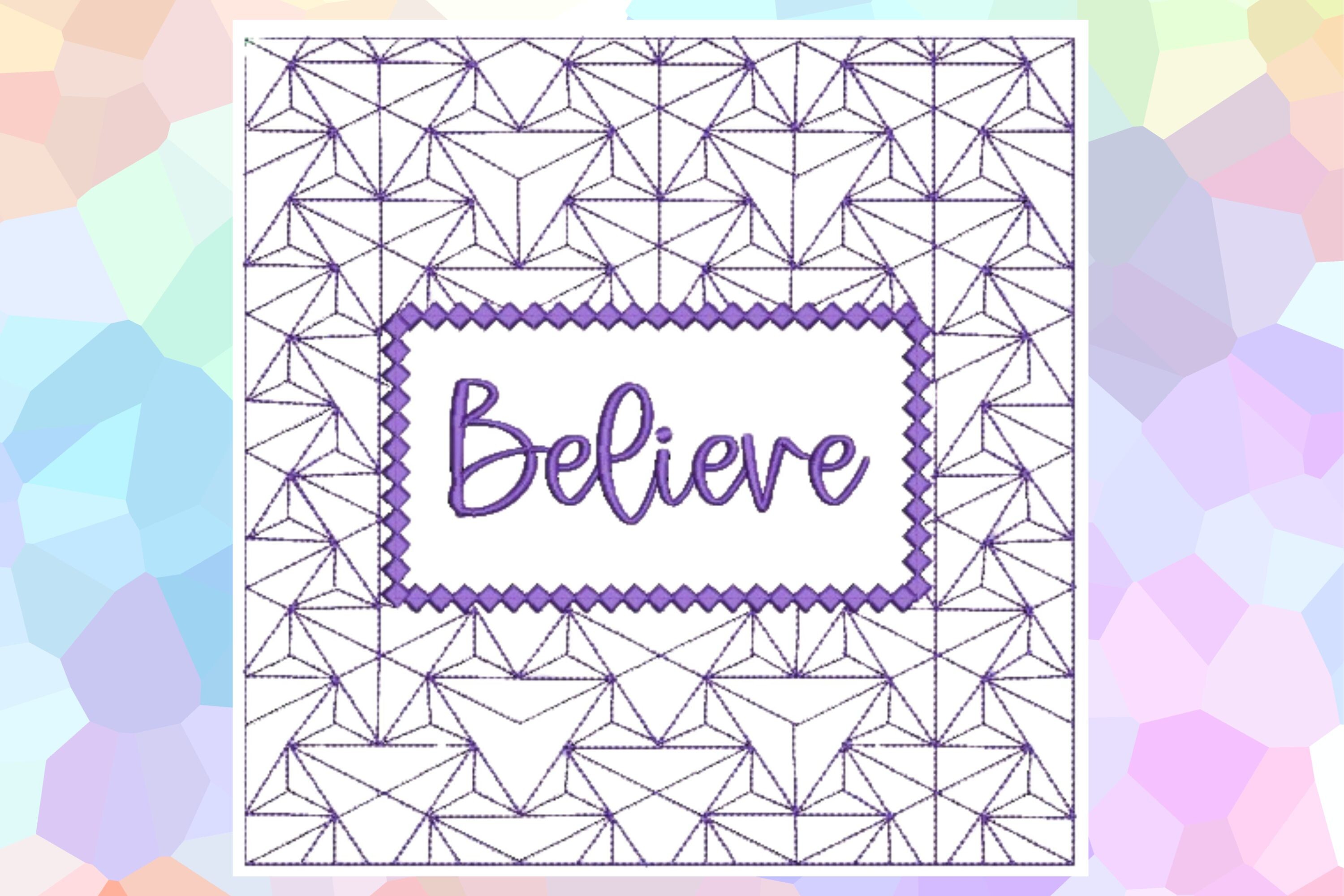 Square Geometric Block "Believe"