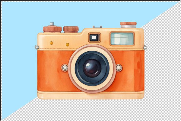 Vintage Orange Camera PNG