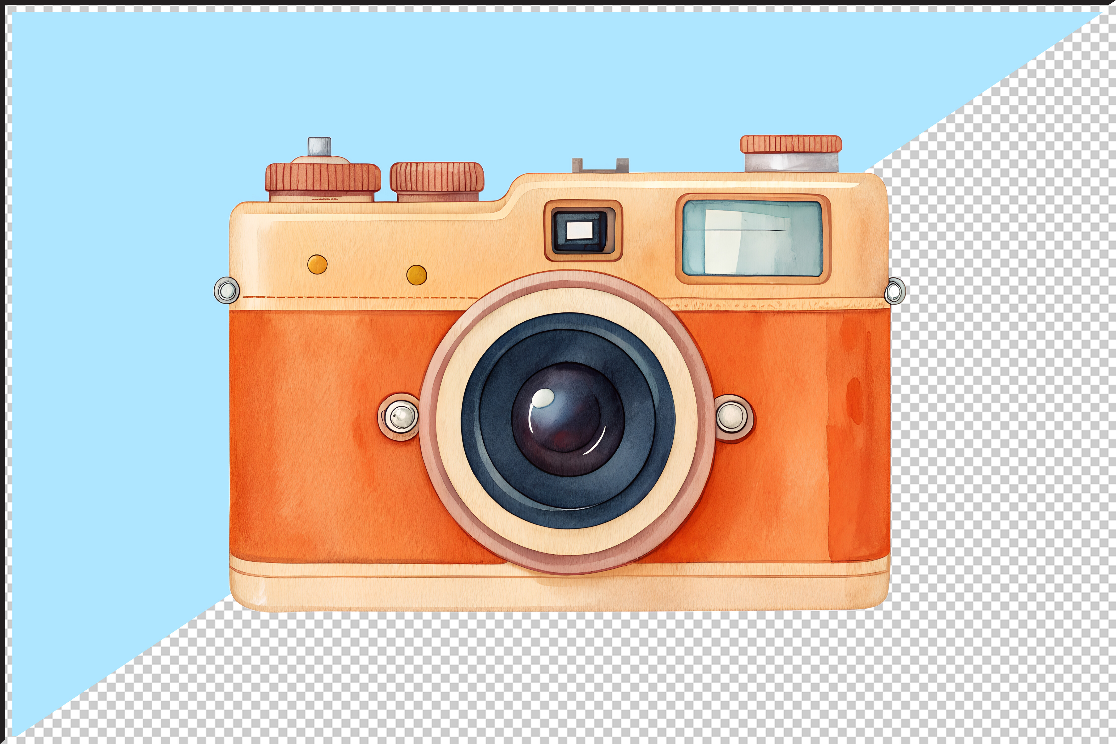 Vintage Orange Camera PNG