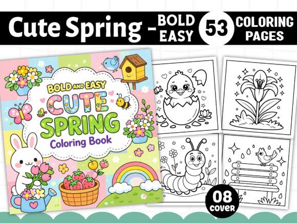 Bold and Easy Cute Spring Coloring Pages