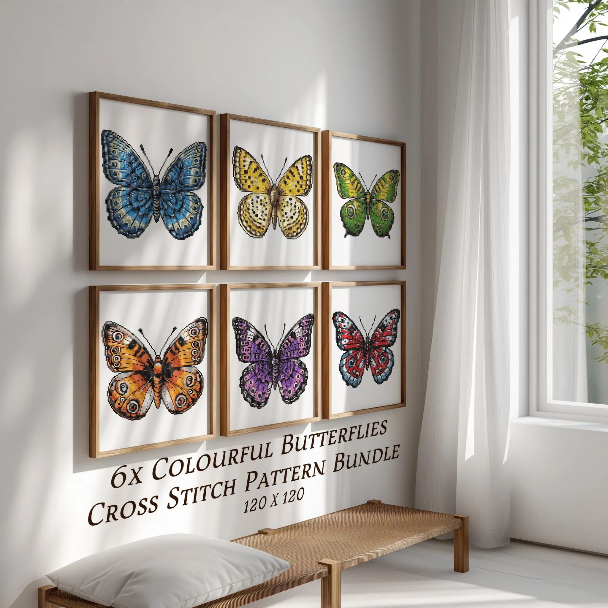 🦋Colourful 6 X Butterflies Cross Stitch