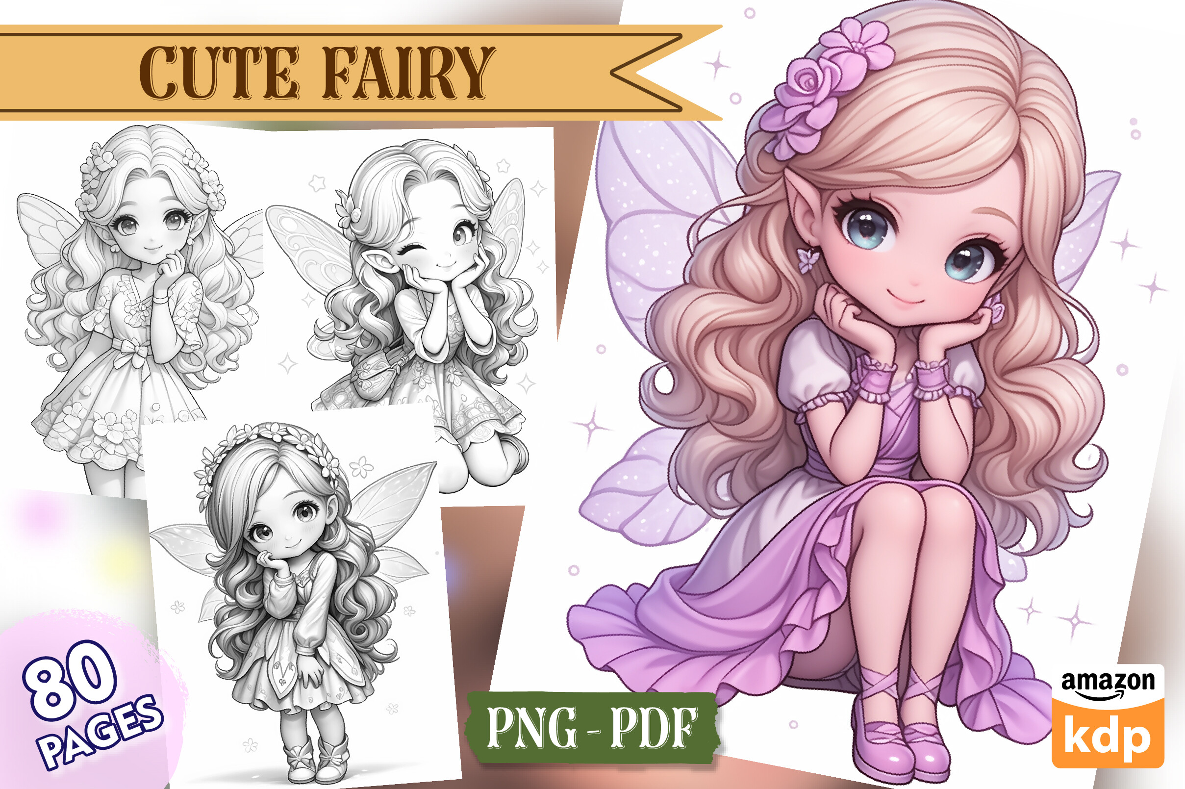 Cute Fairy Coloring Pages for Kids Graphic by Magic Cat · Creative Fabrica