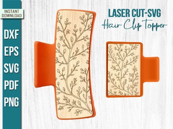 Daisy Glowforge Claw Hair Clip Topper Graphic Laser Engraving By CUT ZONE