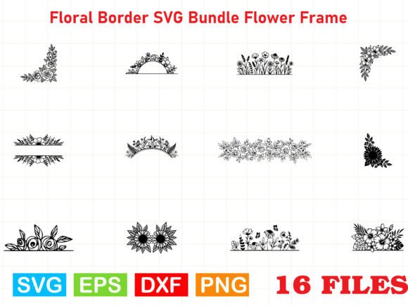 Floral Border SVG Bundle, Flower Frame