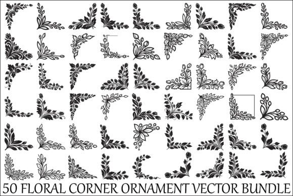 Floral Corner Ornament Vector Bundle