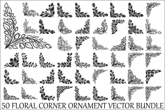Floral Corner Ornament Vector Bundle