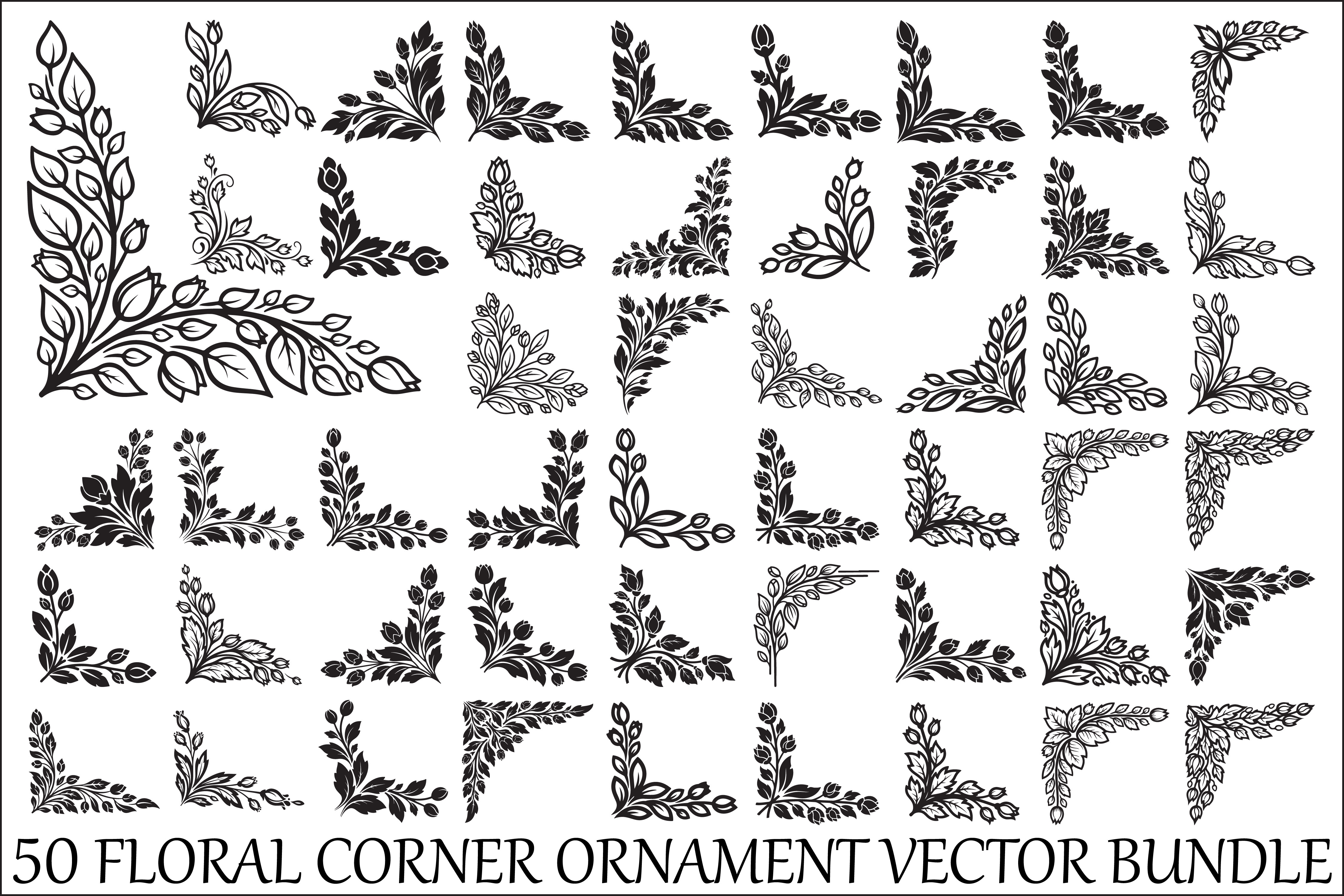 Floral Corner Ornament Vector Bundle