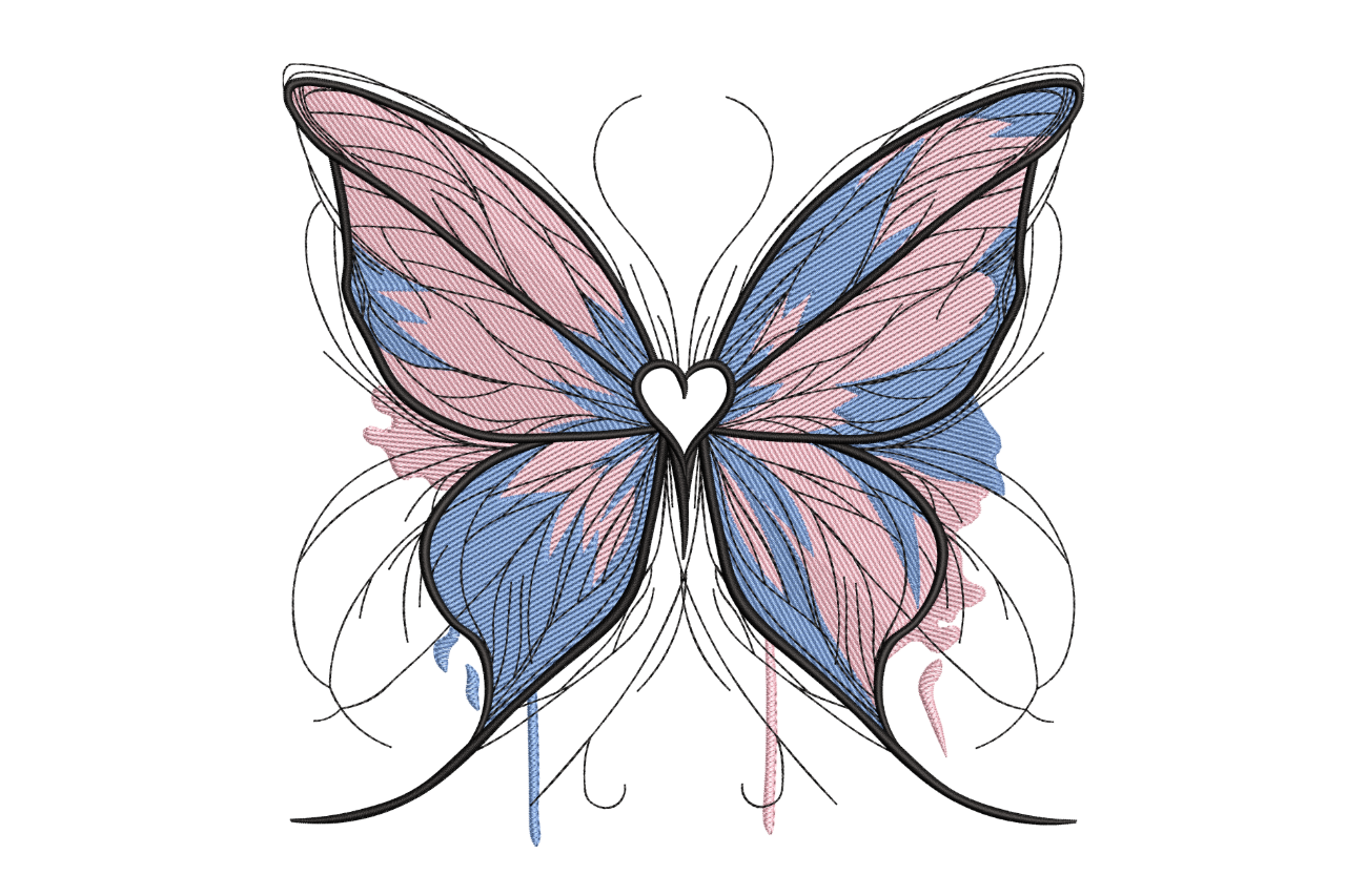 Heart Wings Butterfly - Sketch Valentine