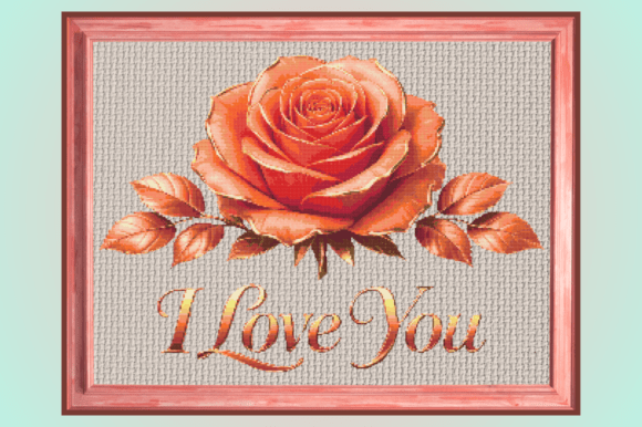 I Love You Rose Cross Stitch Pattern