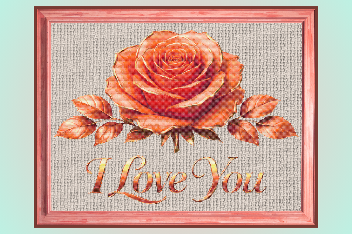 I Love You Rose Cross Stitch Pattern