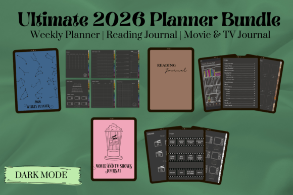 2026 Digital Planner Bundle (Dark Mode)