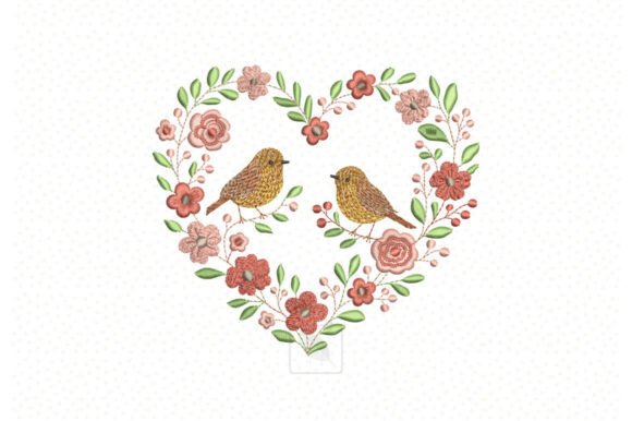 Birds in Flower Heart
