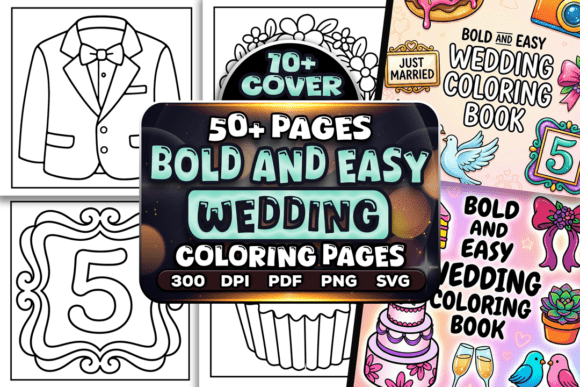 Bold and Easy Wedding Coloring Pages