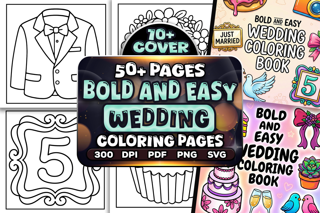 Bold and Easy Wedding Coloring Pages