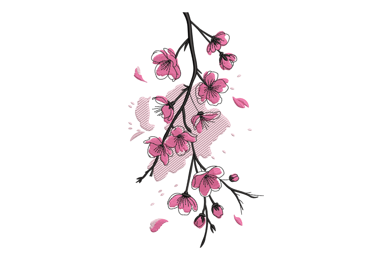 Cherry Blossom Branch – Sketch Style