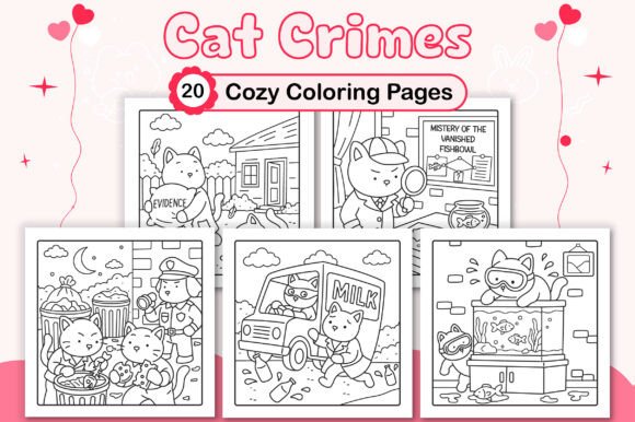 Cozy Cat Crimes Cute Coloring Pages