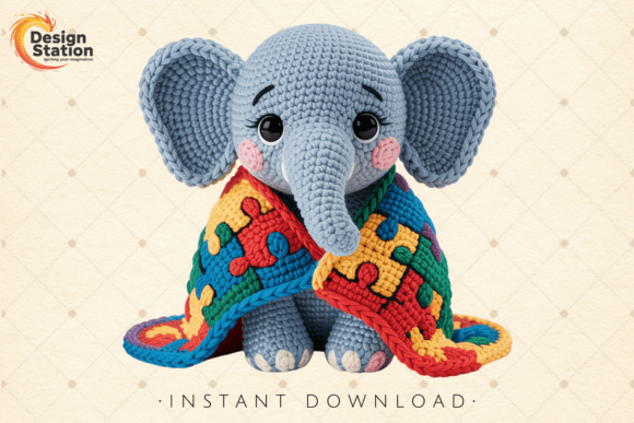 Crochet Autism Elephant PNG