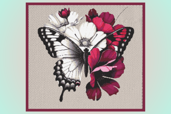 Elegant Black & White Butterfly with Pin