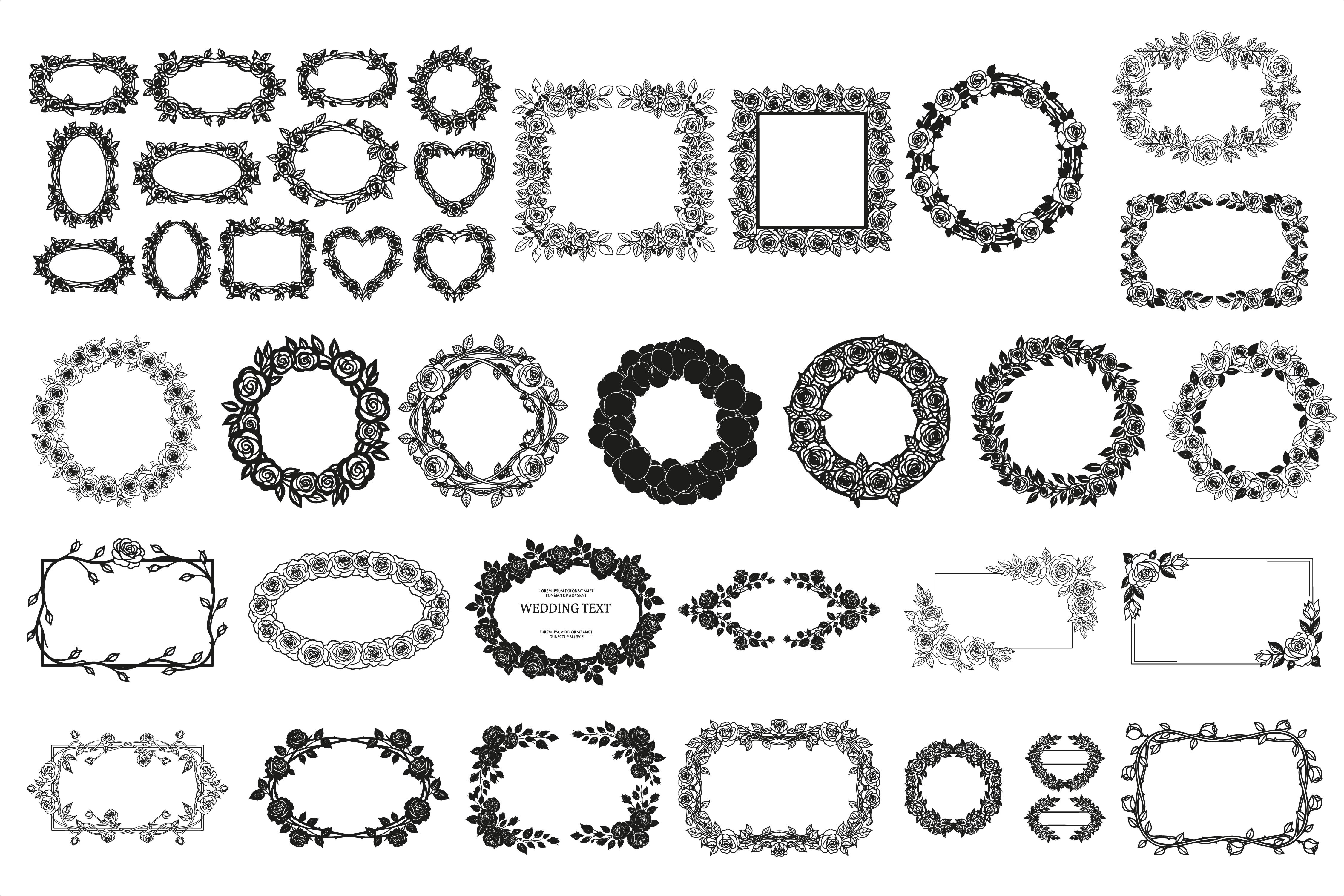 Elegant Rose Frame Laser Cut Design