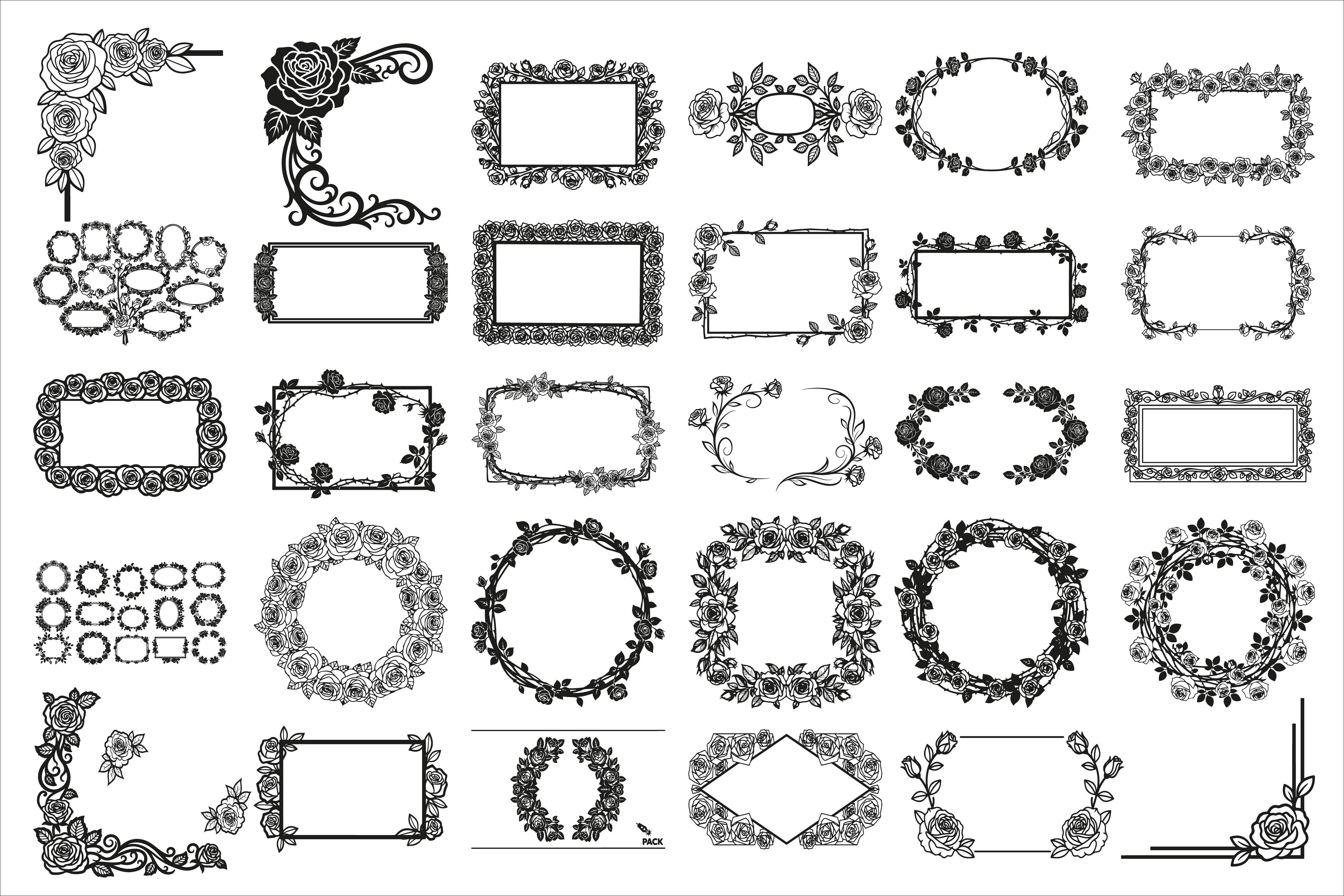 Elegant Rose Frame Laser Cut Design