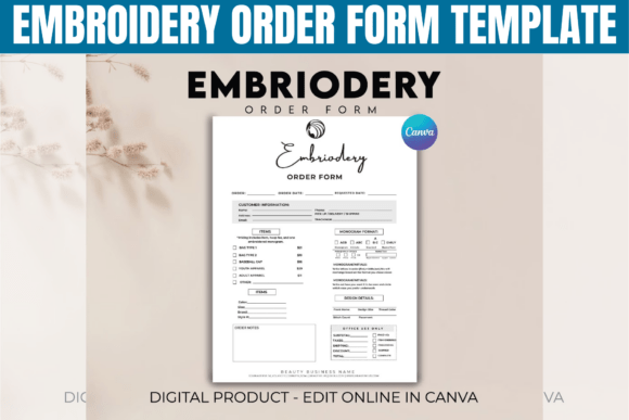 Embroidery Order Form Template Graphic by Gfx Shaown · Creative Fabrica