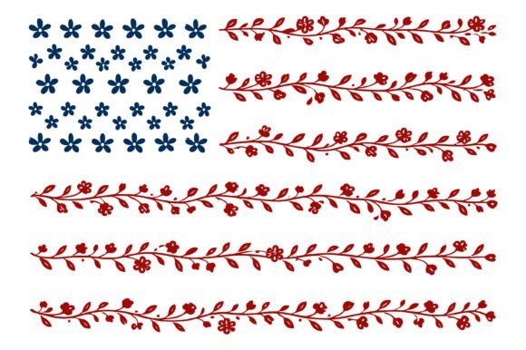 Floral American Flag Illustration Grafica Design di T-shirt Di Design Station
