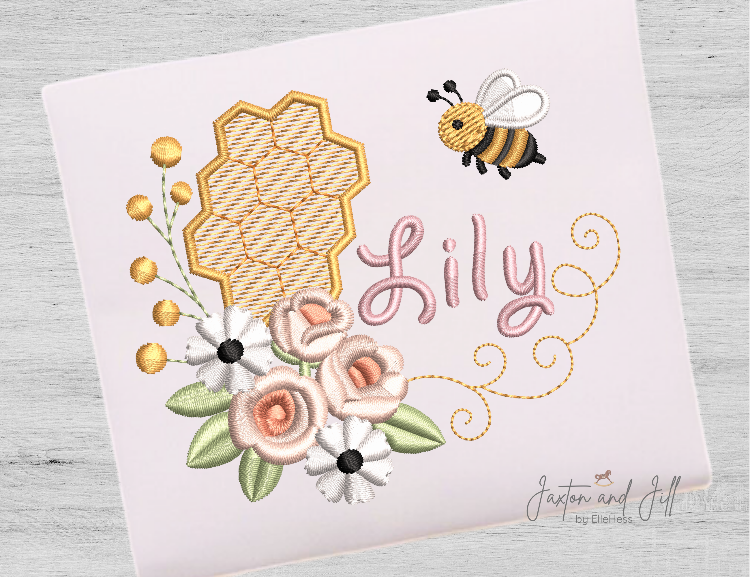 Honey Bee Rose Frame Embroidery Design