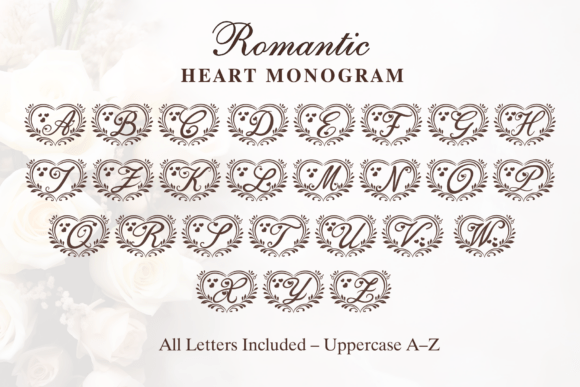 Romantic Heart Monogram Font PNG with transparent background - Preview 5