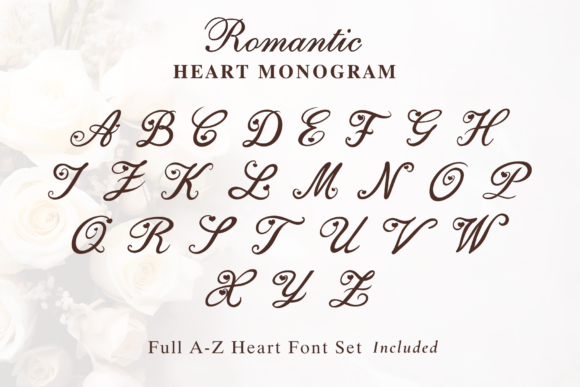 Romantic Heart Monogram Font PNG with transparent background - Preview 6