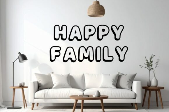 Round Outline Font PNG with transparent background - Preview 3