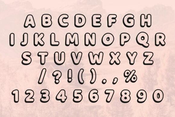 Round Outline Font PNG with transparent background - Preview 4